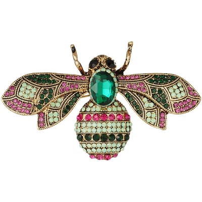 Broche - Dier (een bij) - Multicolour - Steentjes - cadeau - dames - festival - zomer - Dames broche - Gouden broche - Sierbroche - Goudlief