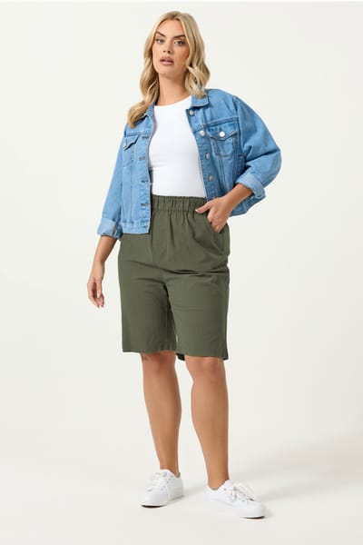 Yours Kakigroene Koele Katoenen Shorts Size 54-56