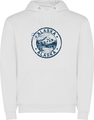 Witte Must have hoodie voor de echter Amerika liefhebber USA Amerikaanse staat Alaska Print Full Color Color merk Roly maat S