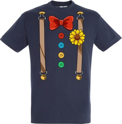 T-shirt Bretels Kostuum | Carnaval | Carnavalskleding Dames Heren | Navy | maat XS