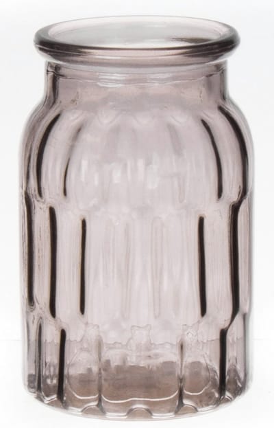 Bellatio Design Bloemenvaas klein - grijs - transparant glas - 10 x 16 cm - vaas
