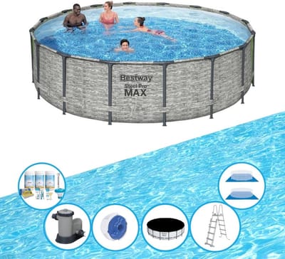 Bestway - Zwembad Steel Pro MAX - Inclusief accessoires - 488x122 cm