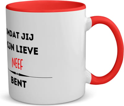 Akyol - omdat jij mijn lieve neef bent koffiemok - theemok - rood - Neef - de liefste neef - verjaardag - cadeautje voor neef - kado - geschenk - 350 ML inhoud