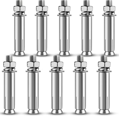 Set van 10 M8 x 60 mm zware wandankers van roestvrij staal voor muurconstructie, gipsplaten en meubels