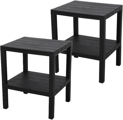 Urban Living Opbergrek 2- 2x -laags - zwart - kunststof - 39 x 33 x 45 cm - schuur/zolder rekje