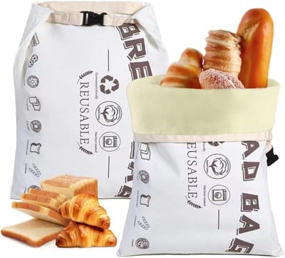 YAGXIG Bijenwas Broodzak - Broodzak - Bijenwas Broodzakken - Katoenen Bijenwas Broodzakken - Herbruikbare broodzak - Grote capaciteit - Met sluiting - Vriezerbestendig - Blijft Vers - Voor Zuurdesembrood - 43x33cm - 2 stuks