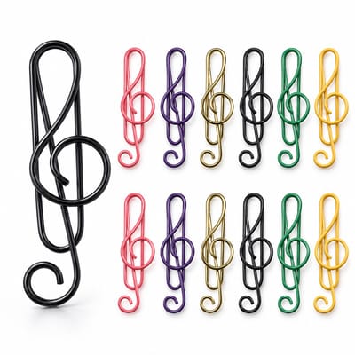 BOTC Paperclips-Music Notes Clips -Treble Clef Paper Clips- Teacher Gifts - voor Kantoor en School - 6 Kleuren -Metaal- 50 stuks