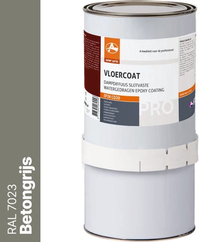 OAF PRO 2K Epoxy Vloercoating CD20 Betongrijs (RAL 7023) 1 kg - Vloerverf - Slijtvast, naadloos en vloeistofdicht - Eenvoudig Schoon te maken
