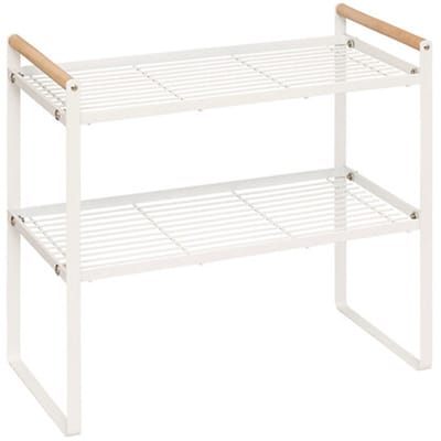 5Five Keuken/aanrecht rekje - metaal - 42 x 21 x 38 cm - keuken organizer - wit - verhoger