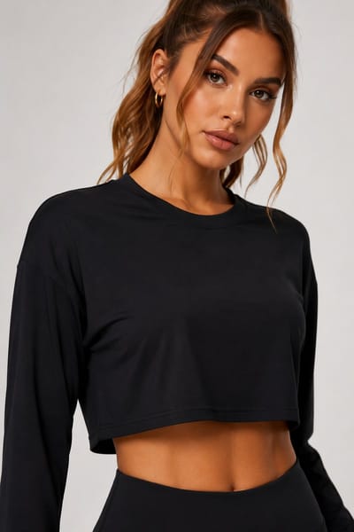SparkNine Urbansleeve dames trui - fitness longsleeve dames - XL - zwart - kort model - ademend - lange mauwen - zacht & comfortabel