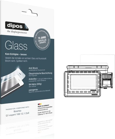 dipos – 2x Matte Pantserfolie geschikt voor Bizerba Q1 expert 100 12.1 Zoll | 9H Screenprotector