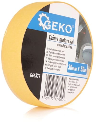 GEKO Gele schilderstape - 30 mm breed - 50 m lang - Dun en precies - Restvrij verwijderen