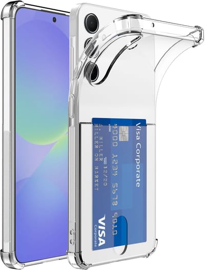 Geschikt voor Samsung Galaxy A36 Telefoonhoesje met Pasjeshouder Doorzichtig Siliconen TPU met Stootrand - Transparant Silicone TPU Back Cover Case with Cardslot - Smartphonica geschikt voor Samsung Galaxy A36