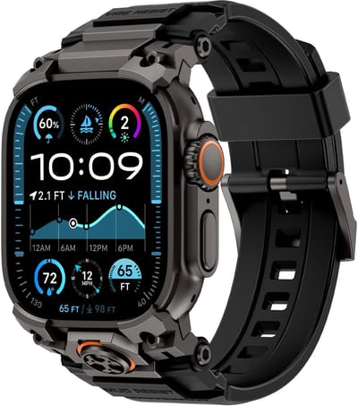 Strap-it Four Claw bandje Siliconen – geschikt voor Apple Watch 1/2/3/4/5/6/7/8/9/10/11/SE/Ultra (2/3) (44/45/46/49mm) – comfortabel, zweetbestendig, verstelbaar – Zwart