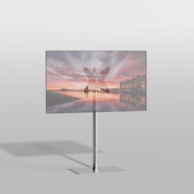 TV vloerstatief SQUARE 120 Design Tv standaard Trendy geborsteld RVS 32-65” - VESA 300x300
