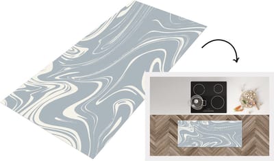 Keukenloper - Loper keuken - Marmer - Blauw - Patronen - 120x50 cm - Keukenloper vinyl
