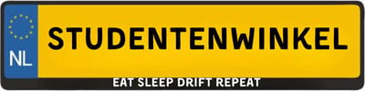 Kentekenplaathouder – "EAT SLEEP DRIFT REPEAT" – Nederlands Kenteken – Met Tekst - Blauw / Geel - 520x110mm