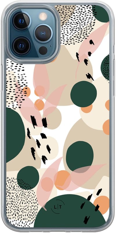 Hoesje geschikt voor iPhone 12 - Abstract print - 2in1 backcover - Print / Illustratie - Multi - Leuke Telefoonhoesjes