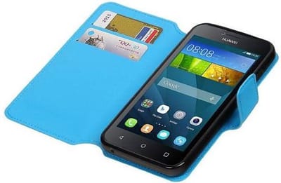 Cross Pattern TPU Bookstyle Wallet Case Hoesje Geschikt voor Huawei Y5 / Y560 Blauw