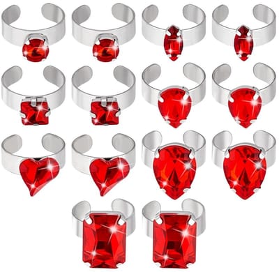 Dailygoods- Knokkelringen Set 14 Stuks - Overdreven Dikke Strass Ringen - Stapelbare Open Ringen - Waterdruppelvormen - Lichtgewicht en Comfortabel - Ring