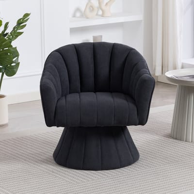 MODFU - Draaistoel - 360° Draaibaar En Ergonomisch - Modern - Voor Woonkamer Of Thuiskantoor - Ribfluweel - Donkergrijs - 70 X 66 X 72 Cm