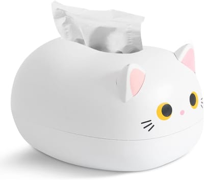Daity 1 stuk - Kitten tissue houder - cartoon kat tissue doos met 2 tandenstokerhouders - toiletpapier houder, kat tissue doos - geschikt voor keuken badkamer slaapkamer woonkamer