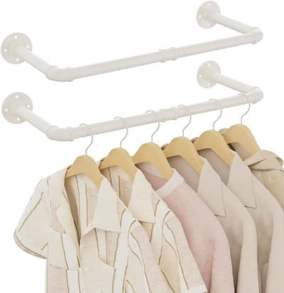 Nexvo® Kledingstang Voor Aan De Muur – Kledingrek Muur - Gordijnroede - Wit - 64cm x 9cm x 25cm