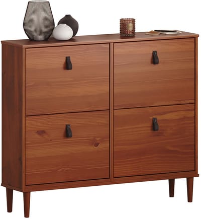 Schoenkist MIKKA met 4 kleppen - kastanjebruin