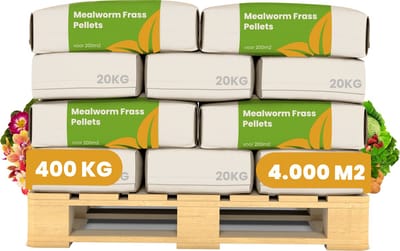Meelworm Frass (400kg, 4.000m2) - Meelworm Mestkorrels - Bodemverbeteraar Gazon- Mestkorrels Tuin - Organische Meststof - NPK-waarde van 3,5-3,5-2,5 - Rijk aan Mineralen en Sporenelementen - Organifer