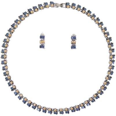 Behave – Sieradenset – Blauw Bruin – Antraciet – Kristal – Elegant – Oorstekers