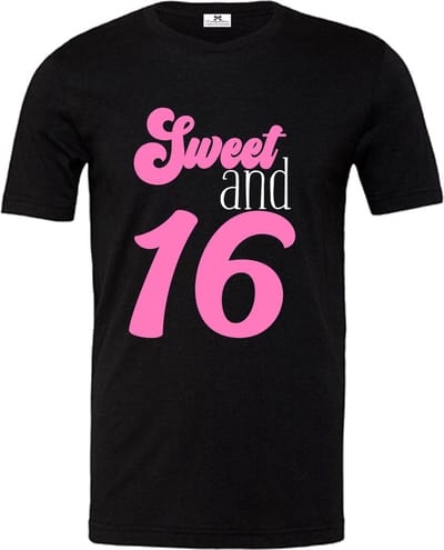 Shirt verjaardag 16 jaar-feest shirt 16de verjaardag-Sweet and 16-Maat S