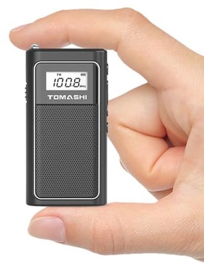 TOMASHI Kleine draagbare FM-radio met USB-opladen, zakradio met micro-SD-weergave en ingebouwde oplaadbare lithiumbatterij, compact en licht