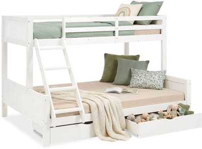 Homestyle4u Stapelbed - Kinder - 90x200 - 140x200 cm - met bedlade - wit