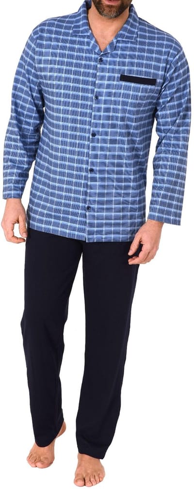 Doorknoopjama voor heren in elegante ruitjeslook - ook in overmaten - 212 101 90 504