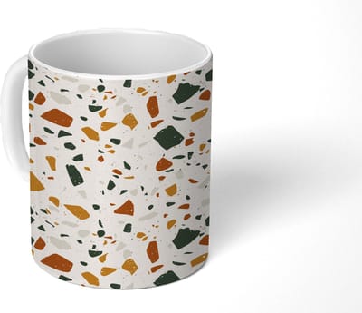 Mok - Koffiemok - Terrazzo - Patroon - Wit - Terra - Mokken - 350 ML - Beker - Koffiemokken - Theemok