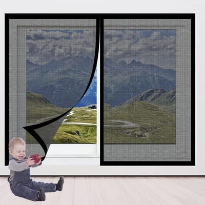 Raamhor met Muggennet - Horgordijn Magnetisch - Insecten Buiten Houden - Zelfsluitend met Magneten - 132x160 cm - Zwart