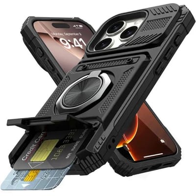 Hoesje Voor iPhone 17 16 15 14 13 Pro Max Plus 17 Air Magnetische Roterende Ring Standaard Heavy Duty Valbescherming Portemonnee Armor Cover For iphone 17Promax