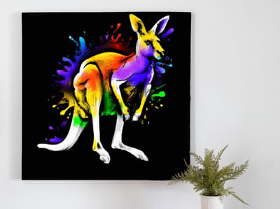 Vibrant rainbow roo | Vibrant Rainbow 'roo | Kunst - 100x100 centimeter op Canvas | Foto op Canvas