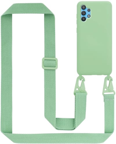Cadorabo Mobiele telefoon ketting geschikt voor Samsung Galaxy A32 4G in LIQUID LICHT GROEN - Silicone beschermhoes met lengte verstelbare koord riem