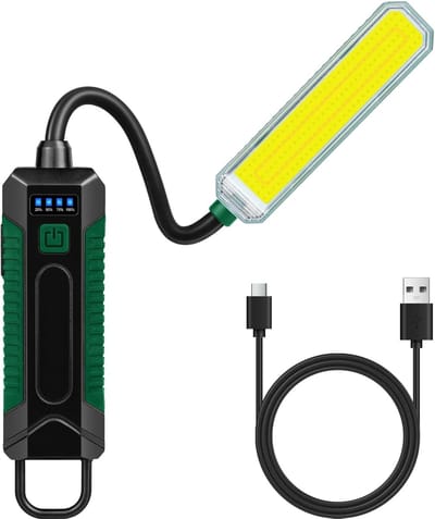 KZQ Magnetische werklamp oplaadbaar, LED machine lamp met flexibele slang 360 graden draaibaar, universele shopverlichting voor draaibank boormachine werkbank naaimachine, auto reparatie en noodgevallen