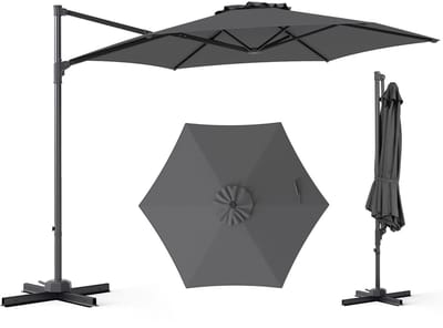 Grijs - Parasol – Waterdicht & UV-beschermend – Luxe Zweefparasol voor Tuin - Balkon of Terras – Waterafstotend