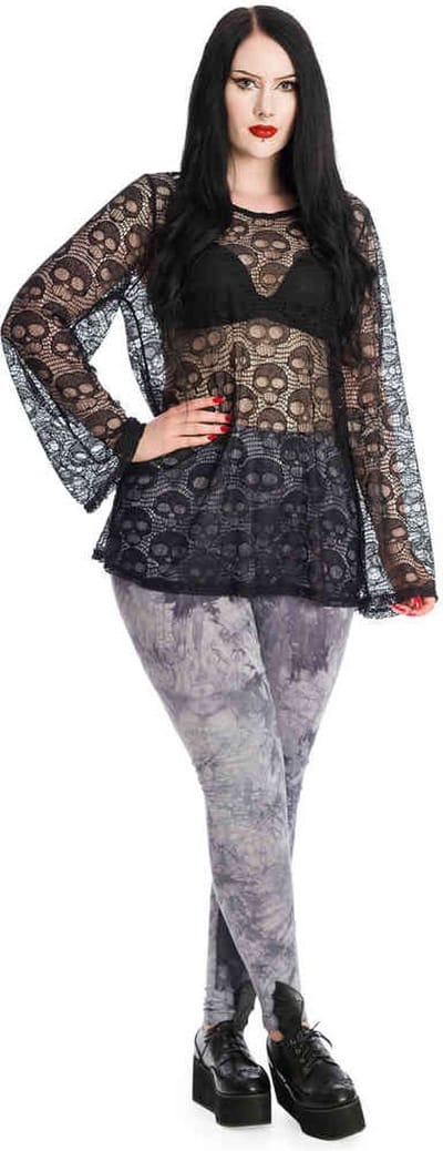 Banned - Lace Skull Lange top - 2XL - Zwart