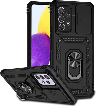 Coverup Hoesje - Geschikt voor Samsung Galaxy A53 Hoesje - Coverup Armor Ring Kickstand Back Cover met Camera Shield - Zwart