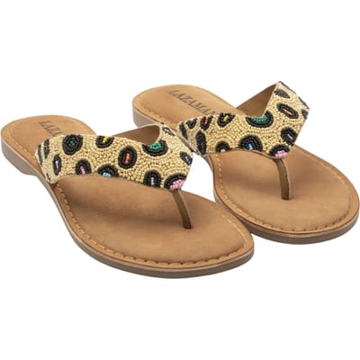 Lazamani - Ebba Dames Slippers Leer Beige - Maat 37