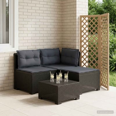 vidaXL - 3-Zits - Tu - bank - met - Kussens - Rattan - Look - 3-zits - PP - Antraciet