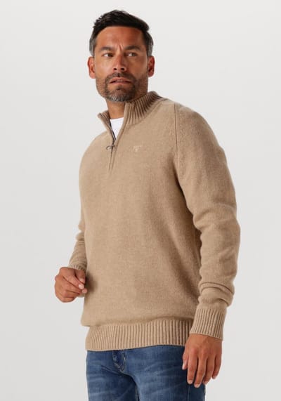 BARBOUR Grangetwon Half Zip Knitted Jumper Truien & Vesten Heren - Sweater - Hoodie - Vest- Beige - Maat L
