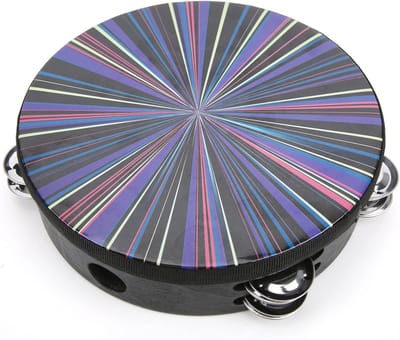 Kinder Tamboerijn - Percussie Instrument - Muziekeducatie Spelen - Dubbele Rij Jingle - 21 cm diameter - Kleurrijk