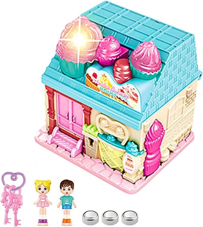 Poppenhuis Kasteel - Speelgoedhuisje Muziek - Kinderspel - Veilig Ontwerp - 17 x 16 x 13 cm - Veelkleurig