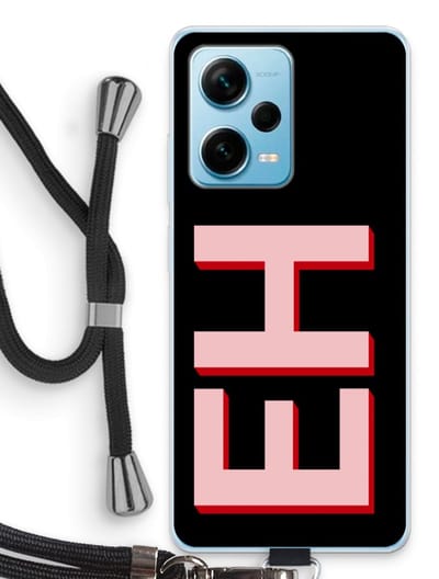 Gepersonaliseerd - Case Company® - Hoesje met koord geschikt voor Xiaomi Redmi Note 12 Pro Plus hoesje met Koord - Monogram - Telefoonhoesje met Zwart Koord - Bescherming aan alle Kanten en Over de Schermrand