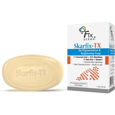 Fixderma Skarfix -TX 1% Kojic Acid Zeep voor Huidverheldering met Tranexaminezuur | Glutathion voor Pigmentatie | Huidverhelderende Zeep voor Vrouwen & Mannen - beige